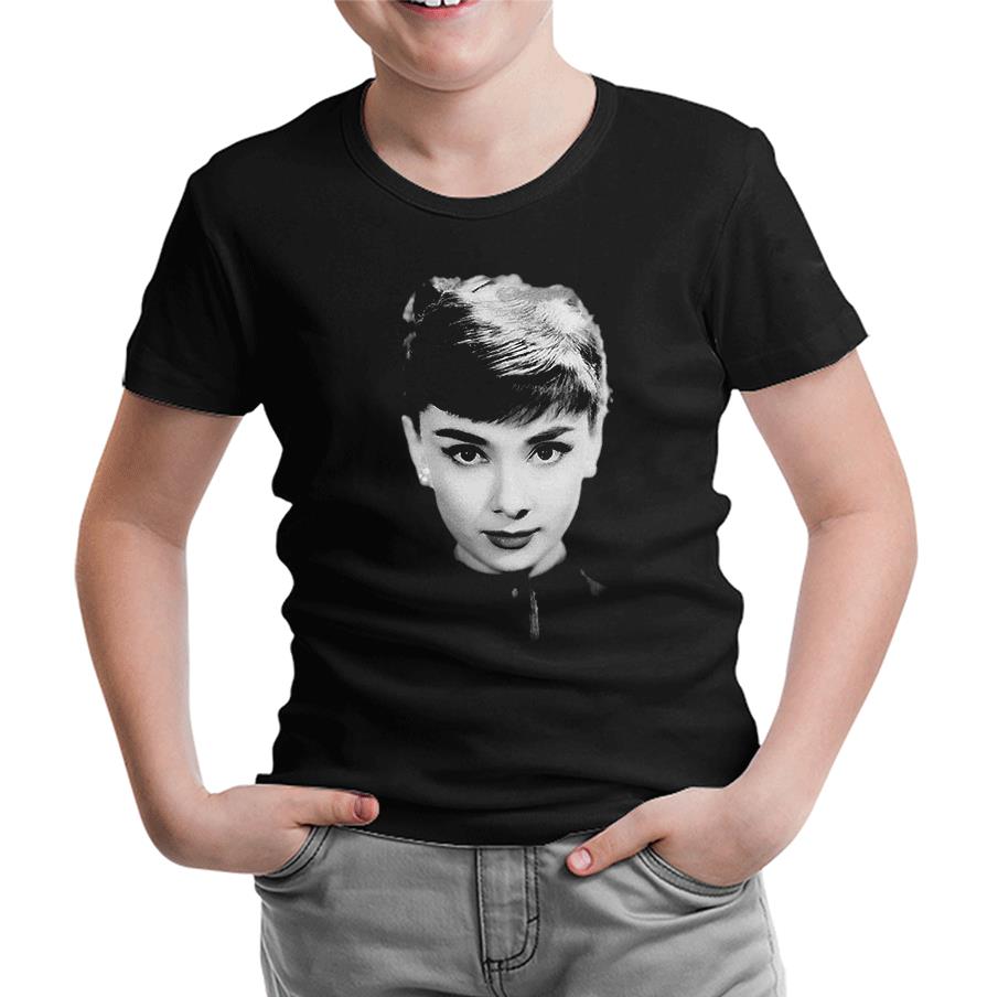 Audrey Hepburn Black Kids Tshirt