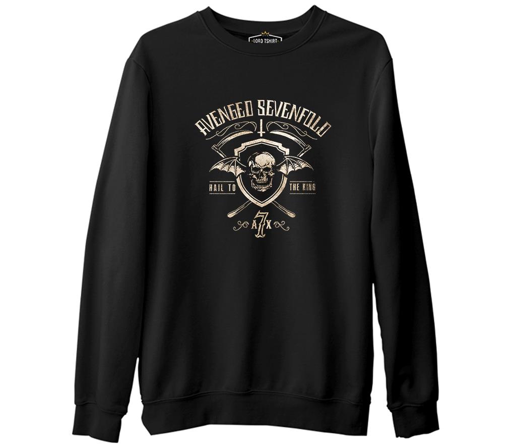 Avenged Sevenfold - Hail Logo  Siyah Erkek Kalın Sweatshirt