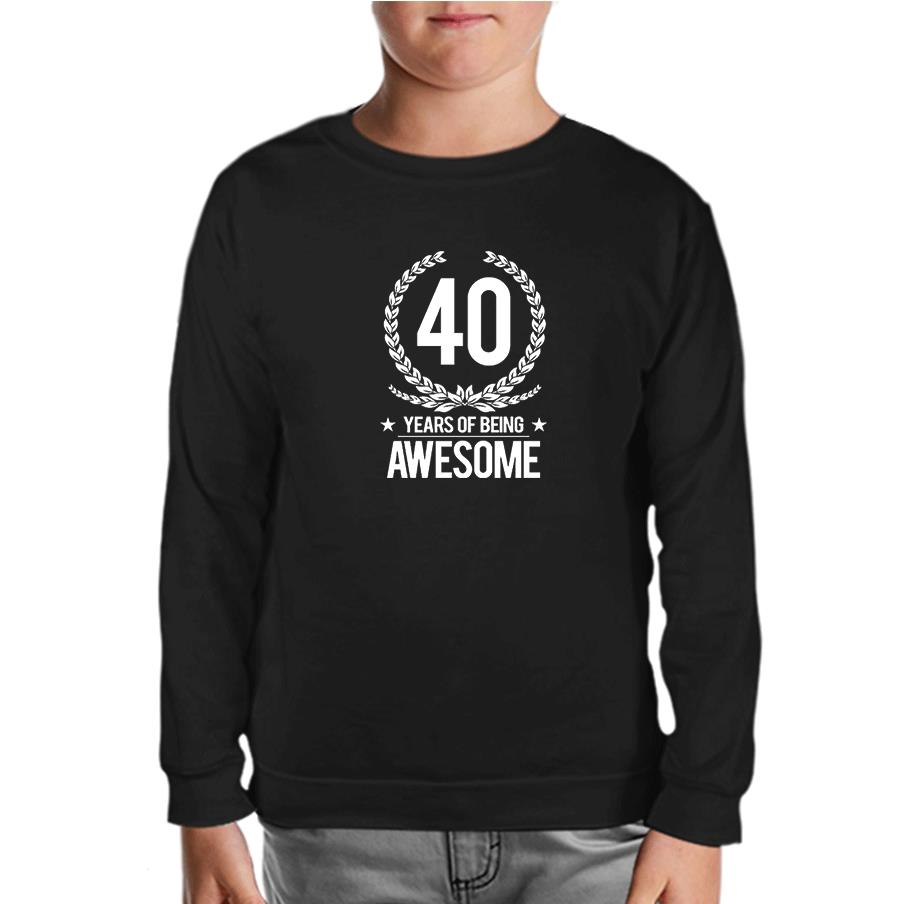 Awesome 40 Years Siyah Çocuk Sweatshirt