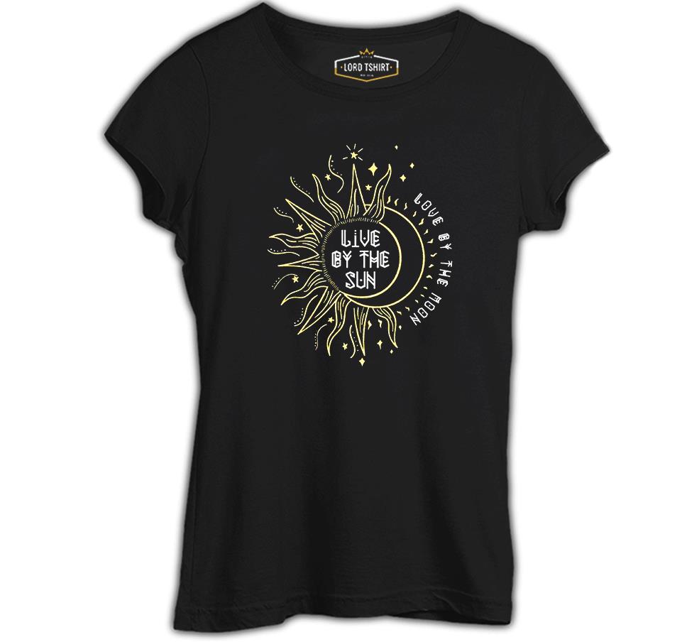 Ay Güneş - Live by the Sun  Siyah Kadın Tshirt