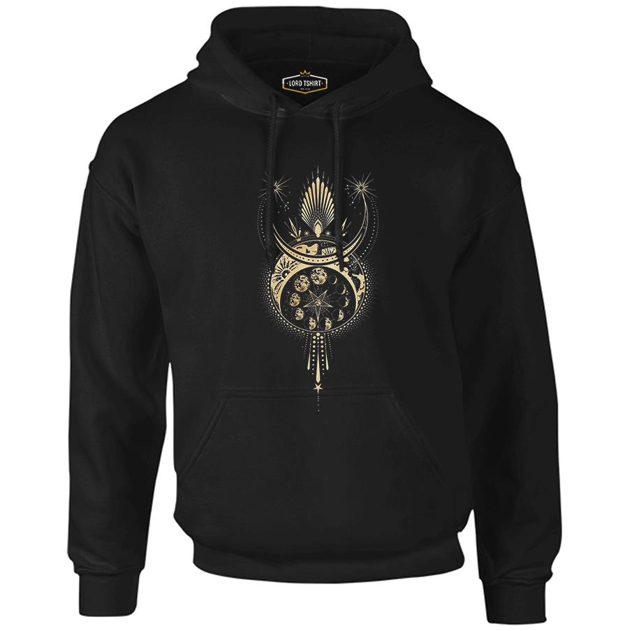 Moon Crown Black Men's Zipperless Hoodie