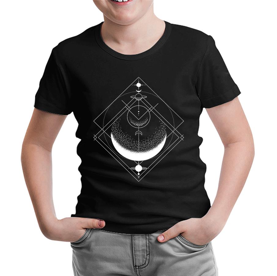 Ay Üçgeni Siyah Çocuk Tshirt