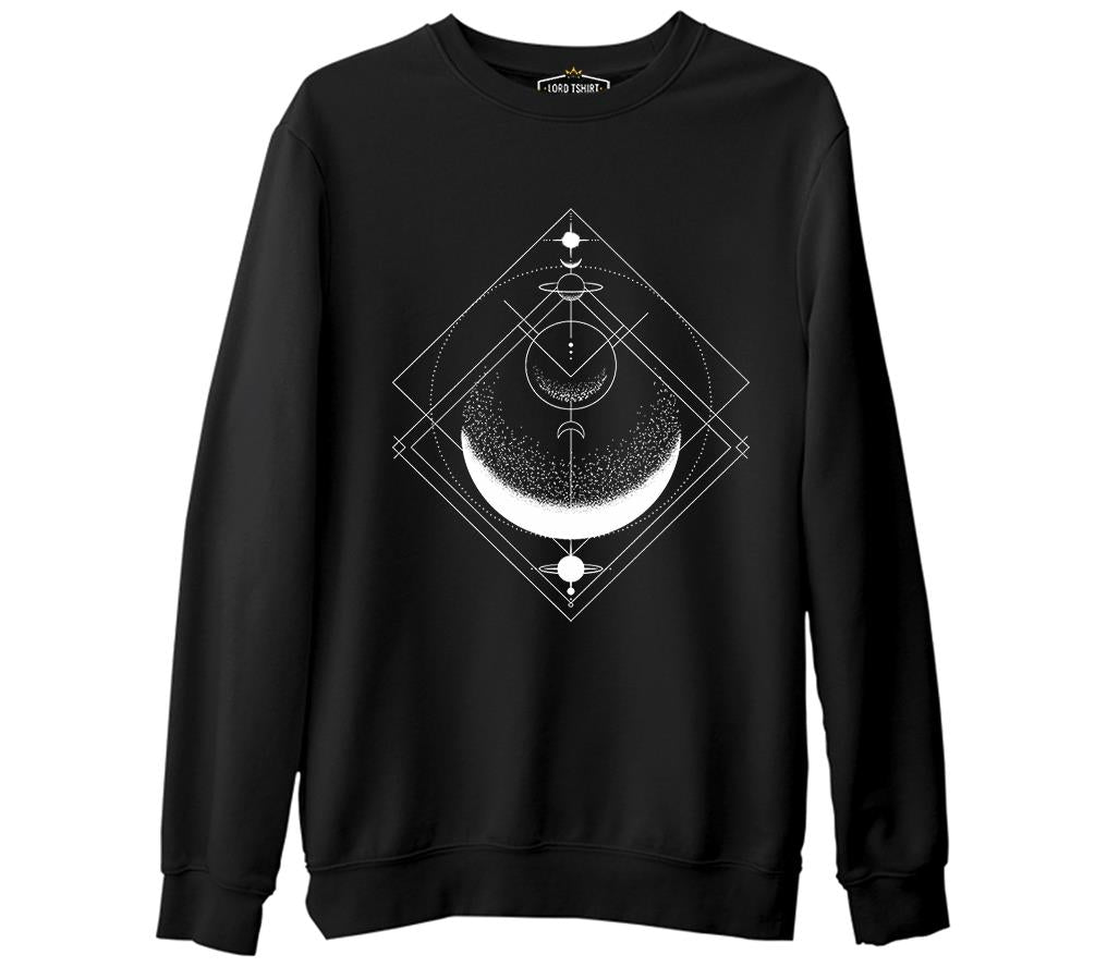 Ay Üçgeni Siyah Erkek Kalın Sweatshirt