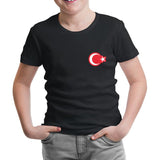 Ay Yıldız - Göğüs Logo Siyah Çocuk Tshirt