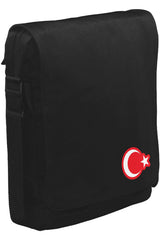 Ay Yıldız - Göğüs Logo Unisex Siyah Postacı Çanta