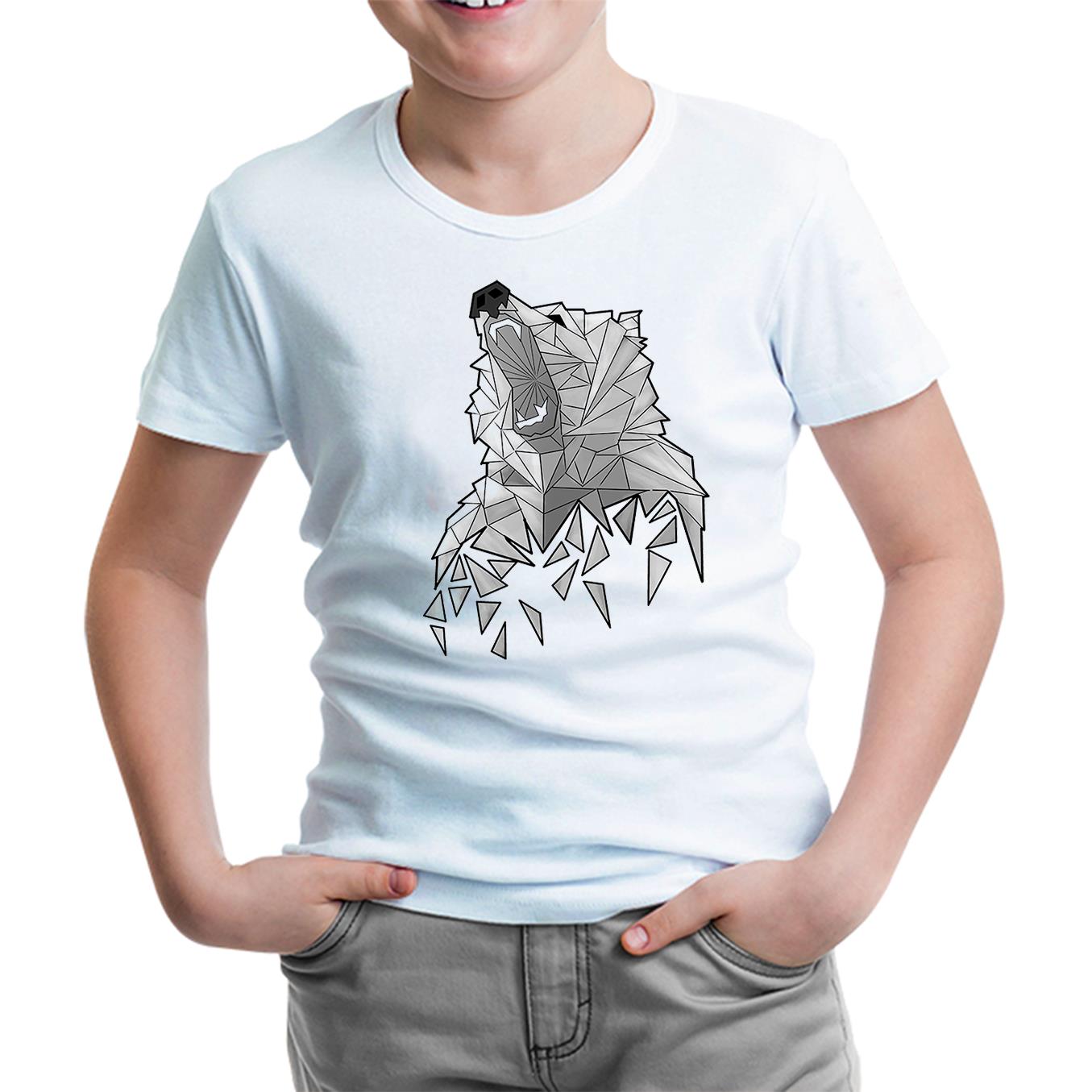 Ayı - Greyangles Beyaz Çocuk Tshirt