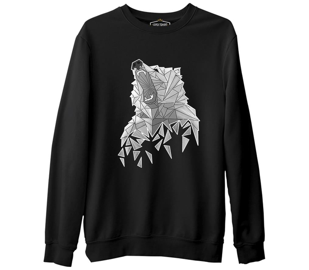Bear - Greyangles Black Men's Thick Sweatshirt