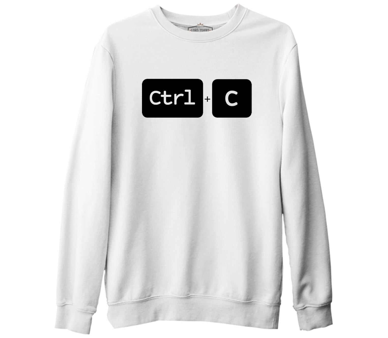 Baba / Anne - Ctrl+C Beyaz Kalın Sweatshirt