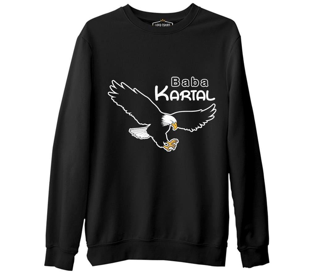 Baba Kartal Siyah Erkek Kalın Sweatshirt