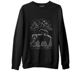 Baby and Parent Bear in the Lake Black Men's Thick Sweatshirt 