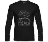 Baby and Parent Bear in the Lake Siyah Erkek Sweatshirt