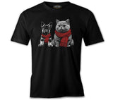 Baby Dog and a Cat Wearing Scarves Black Men's Tshirt