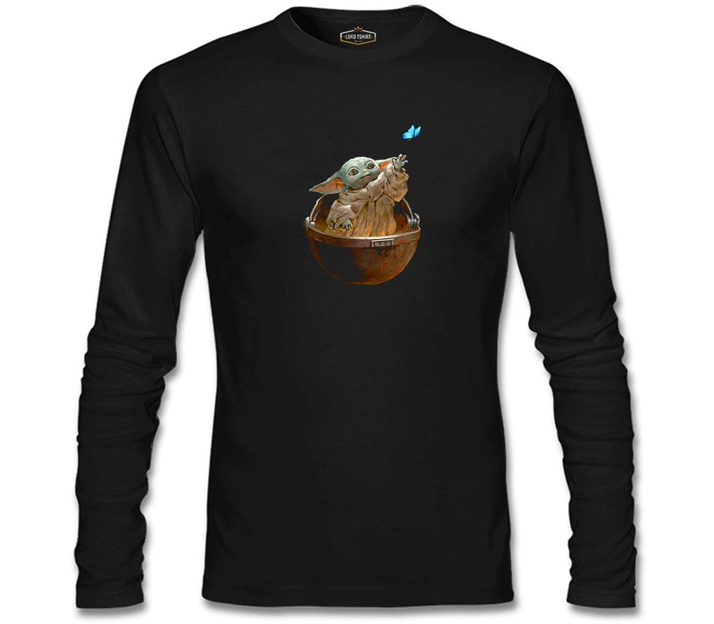 Baby Yoda - Kelebek Siyah Erkek Sweatshirt