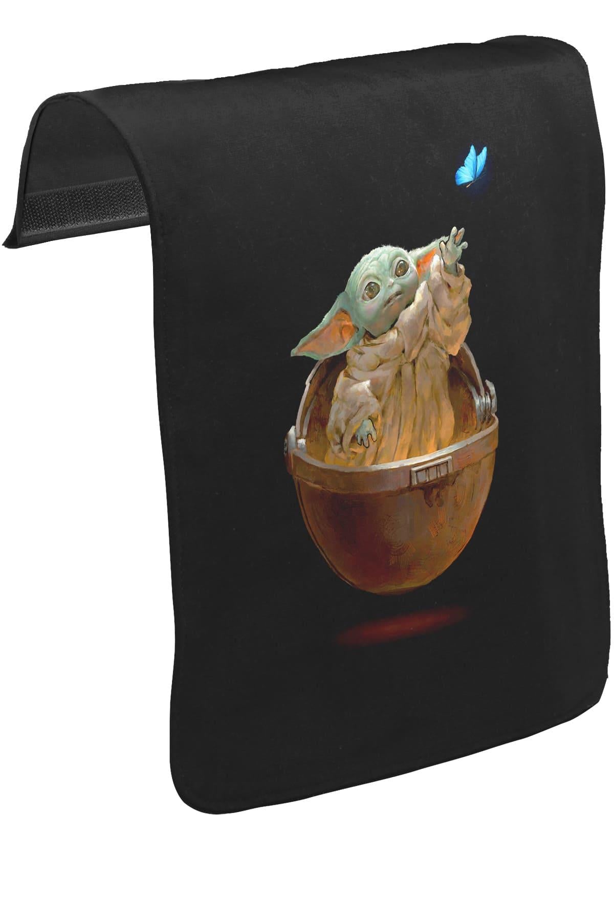 Baby Yoda - Kelebek Unisex Siyah Tak-Çıkar Postacı Çanta Kapağı CK-1653
