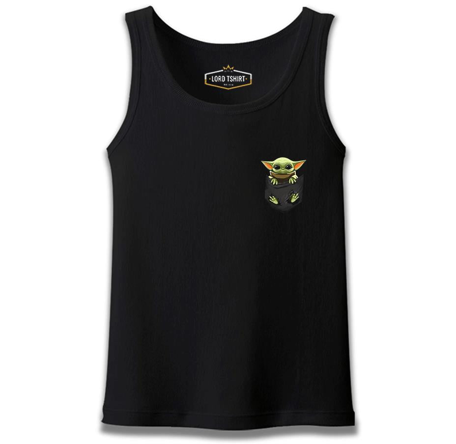 Baby Yoda - Pocket Siyah Erkek Atlet