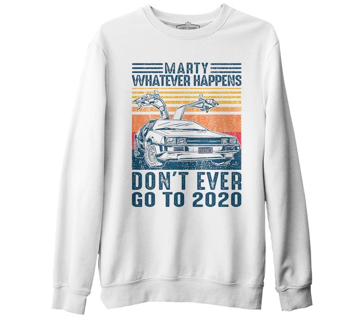 Back to the Future - Don't Go to 2020 Beyaz Erkek Kalın Sweatshirt
