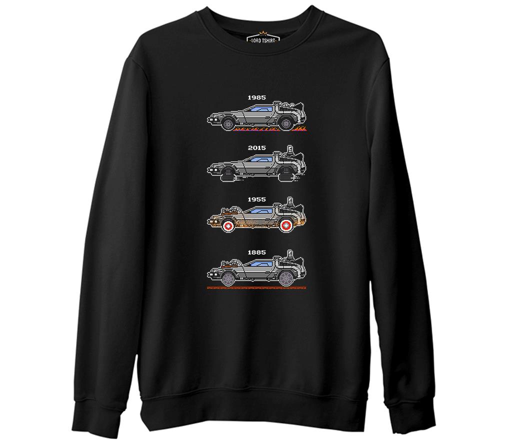 Back to the Future - Kronoloji  Siyah Erkek Kalın Sweatshirt