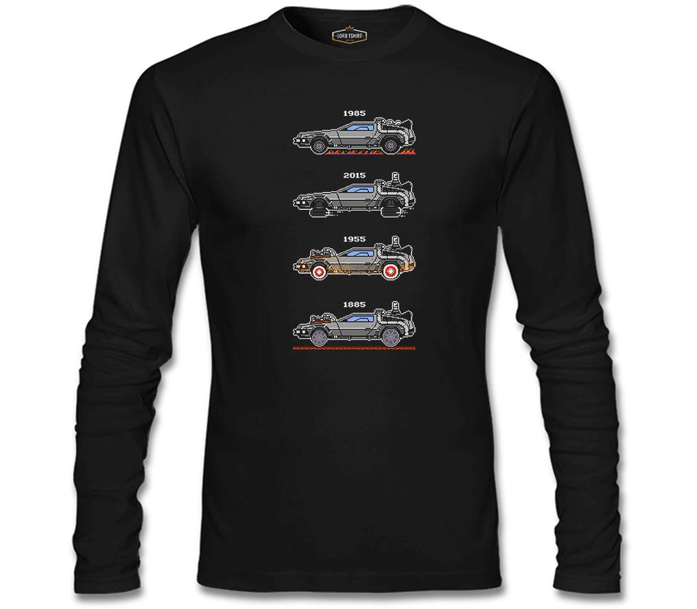 Back to the Future - Kronoloji Siyah Erkek Sweatshirt