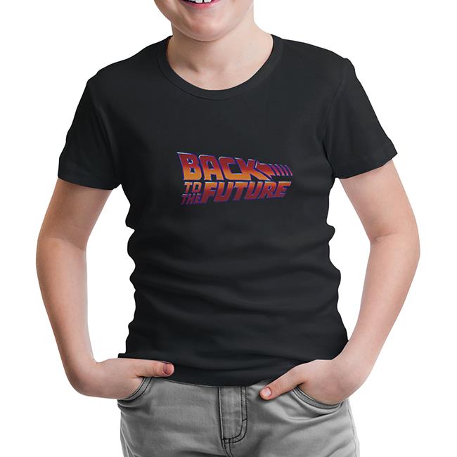 Back to the Future - Logo Black Kids Tshirt