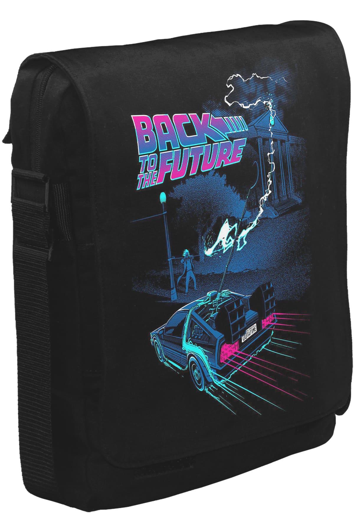 Back to the Future - Not That Time Unisex Siyah Postacı Çanta