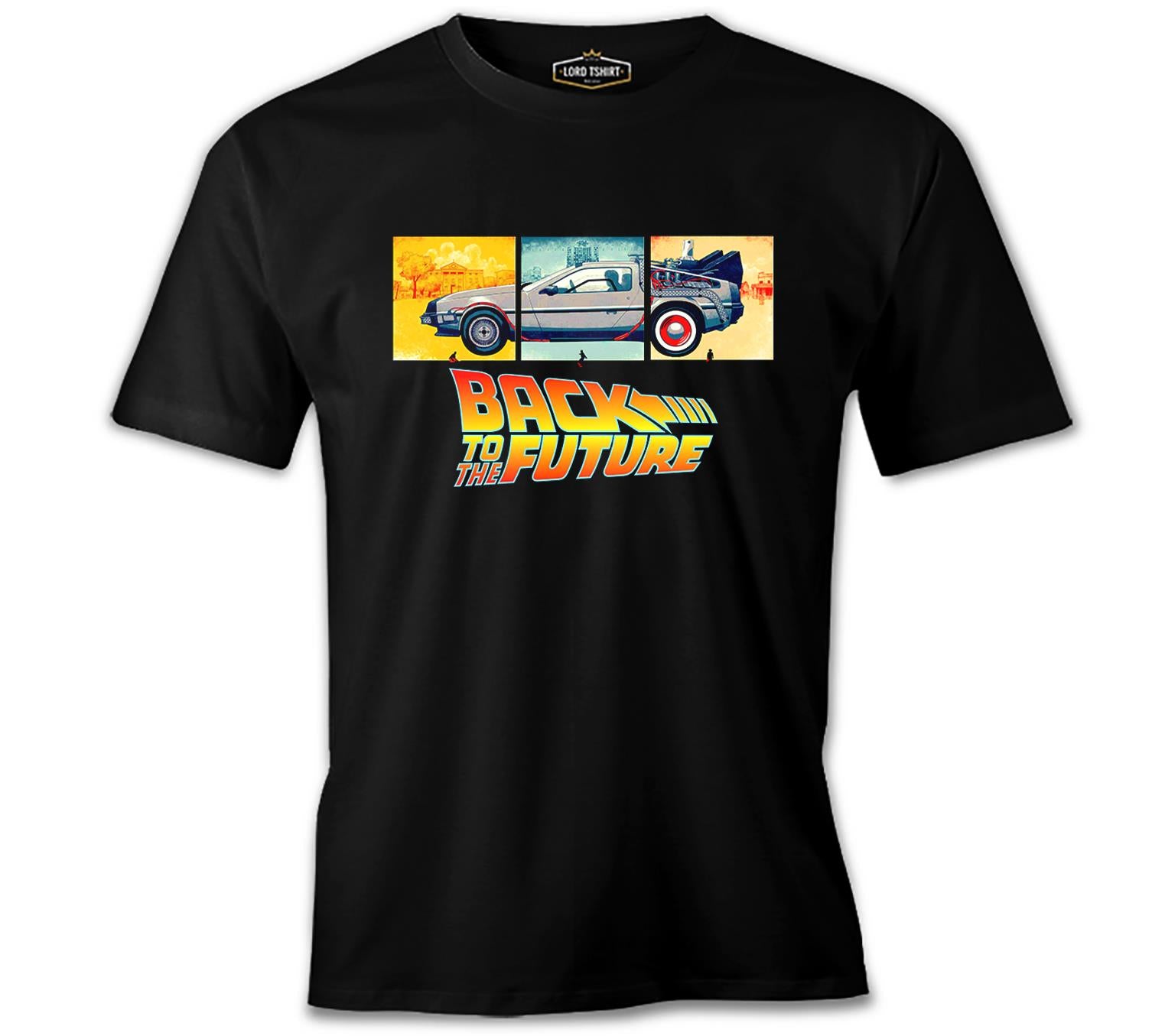 Back to the Future - Times Siyah Erkek Tshirt