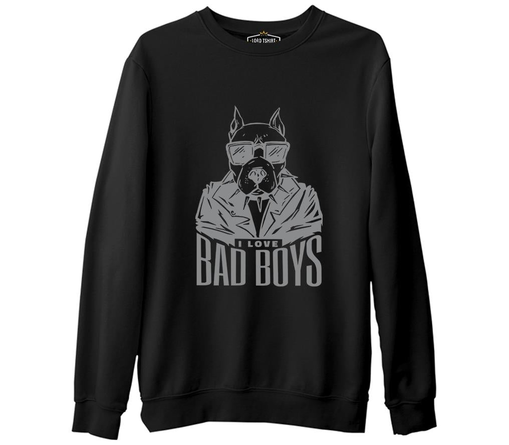 Bad Boys Pitbull Dog Siyah Erkek Kalın Sweatshirt