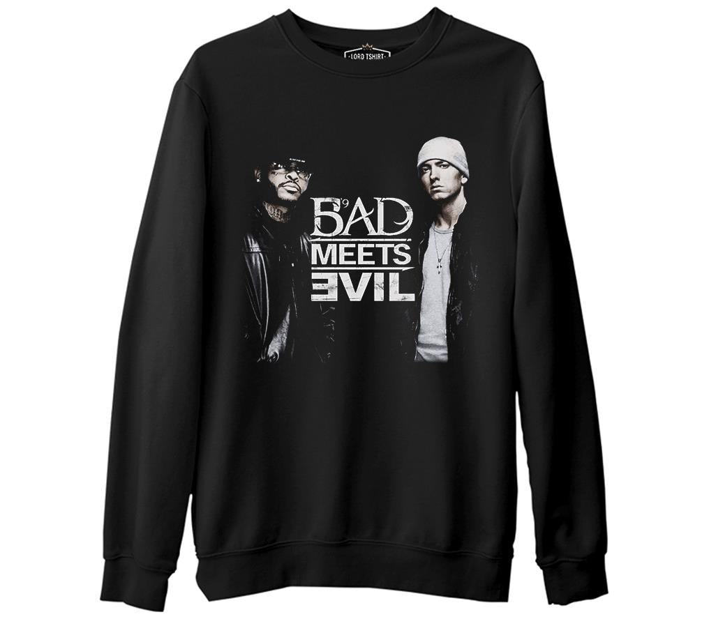 Bad Meets Evil  Siyah Erkek Kalın Sweatshirt