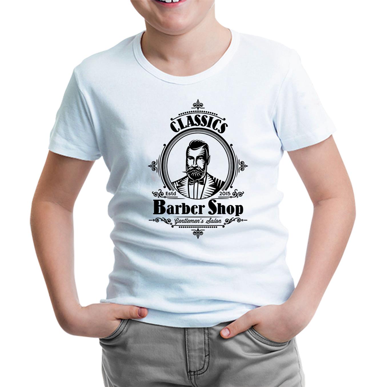 Barber Shop Beyaz Çocuk Tshirt