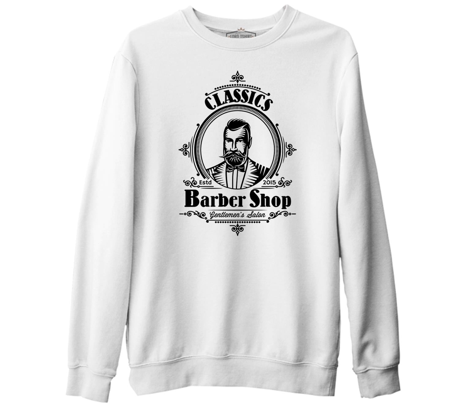 Barber Shop Beyaz Kalın Sweatshirt