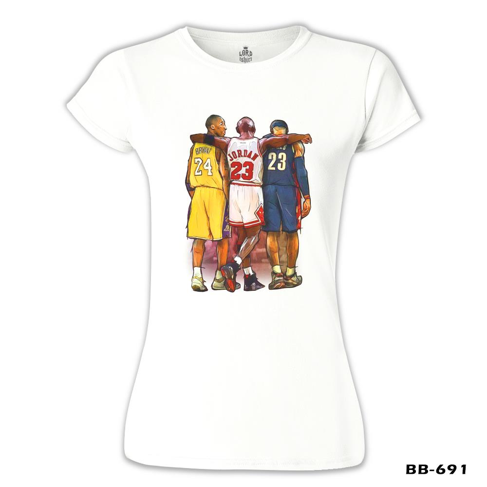 Basketball - Jordan & James & Bryant Beyaz Kadın Tshirt