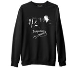 Başöğretmen Atatürk - Öğretmenler Günü  Siyah Erkek Kalın Sweatshirt