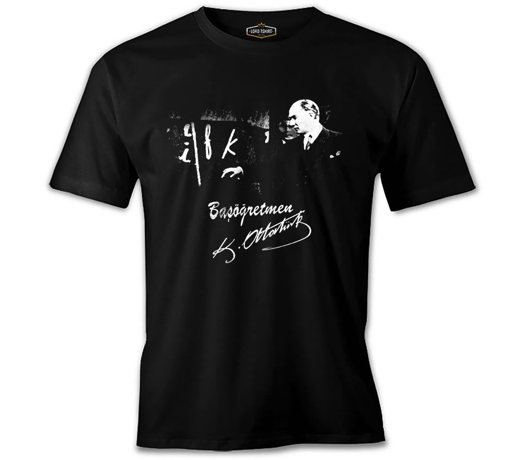 Başöğretmen Atatürk - Öğretmenler Günü Siyah Erkek Tshirt