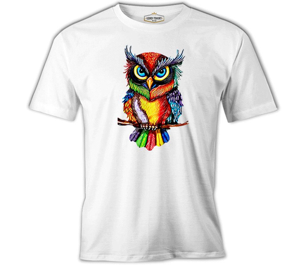 Baykuş - Dal Beyaz Erkek Tshirt