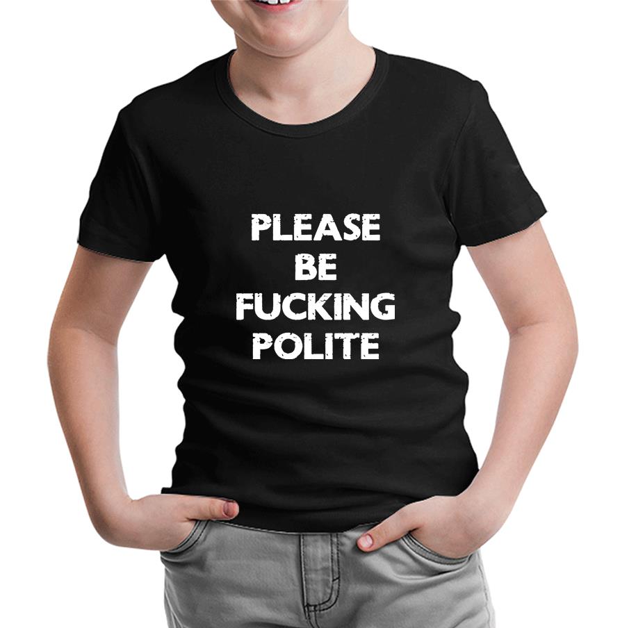 Be Polite Black Kids Tshirt