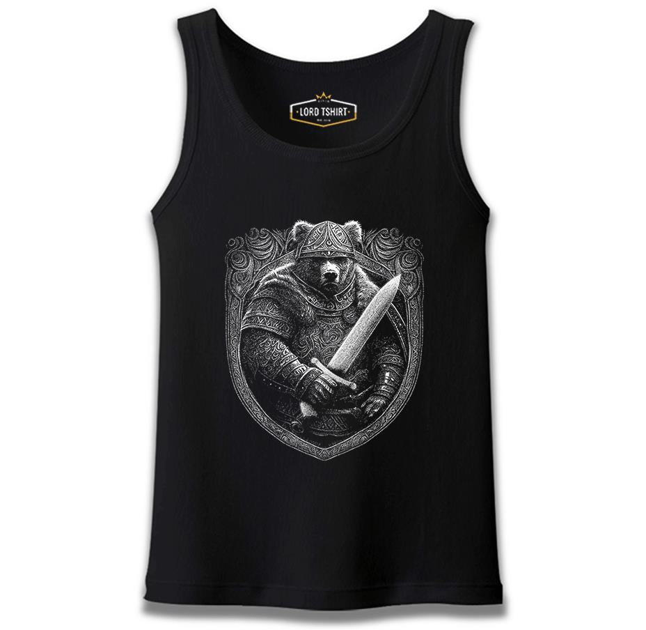 Bear Dressed as a Viking with a Sword Siyah Erkek Atlet