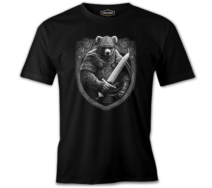 Bear Dressed as a Viking with a Sword Black Men's Tshirt