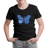 Beautiful Blue Butterfly Siyah Çocuk Tshirt