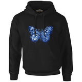 Beautiful Blue Butterfly Black Men's Zipperless Hoodie