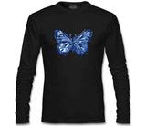 Beautiful Blue Butterfly Siyah Erkek Sweatshirt