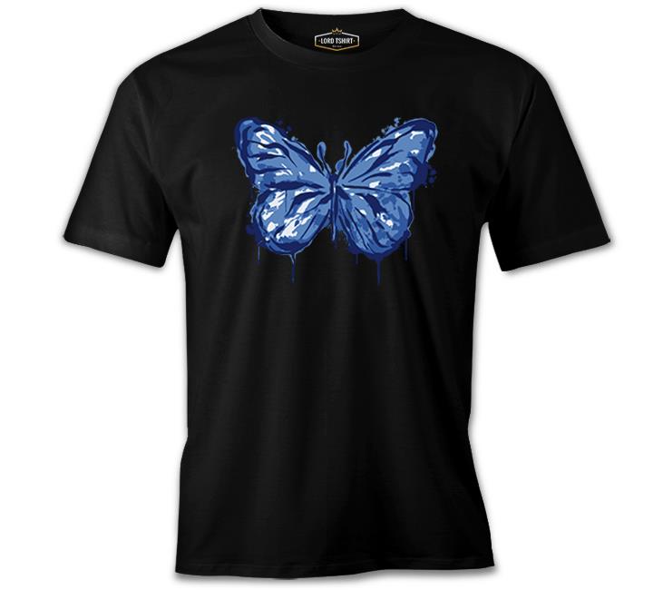 Beautiful Blue Butterfly Black Men's Tshirt