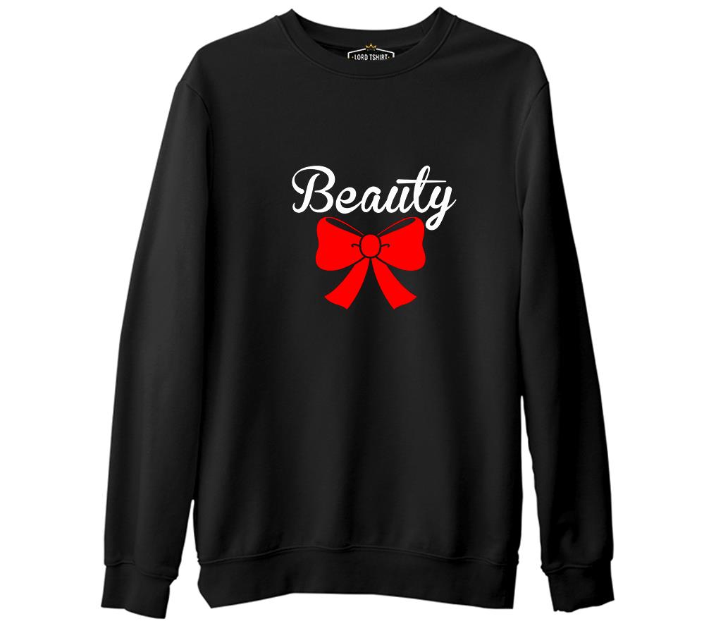 Beauty and the Beast - Beauty Siyah Erkek Kalın Sweatshirt