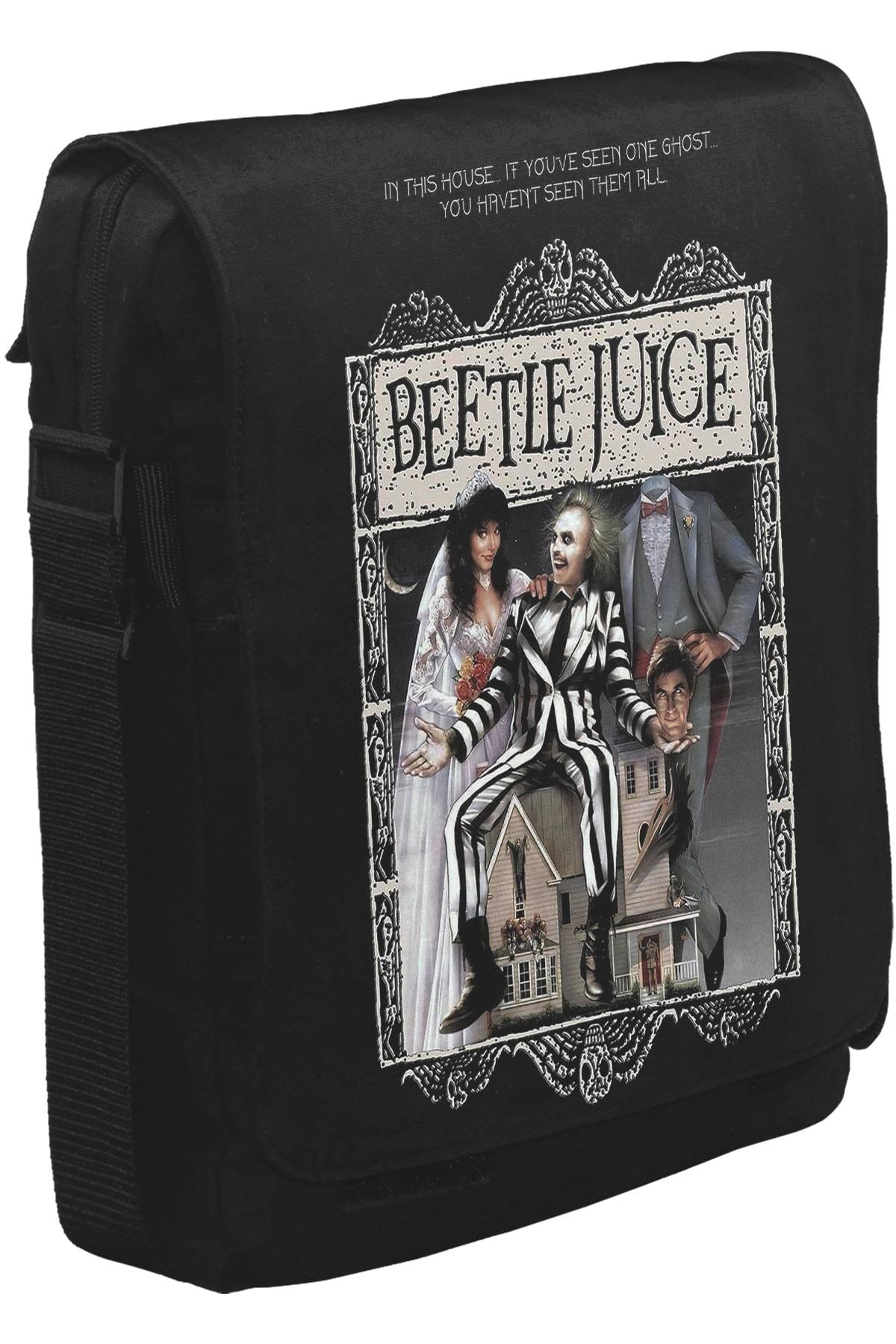 Beetle Juice Unisex Siyah Postacı Çanta
