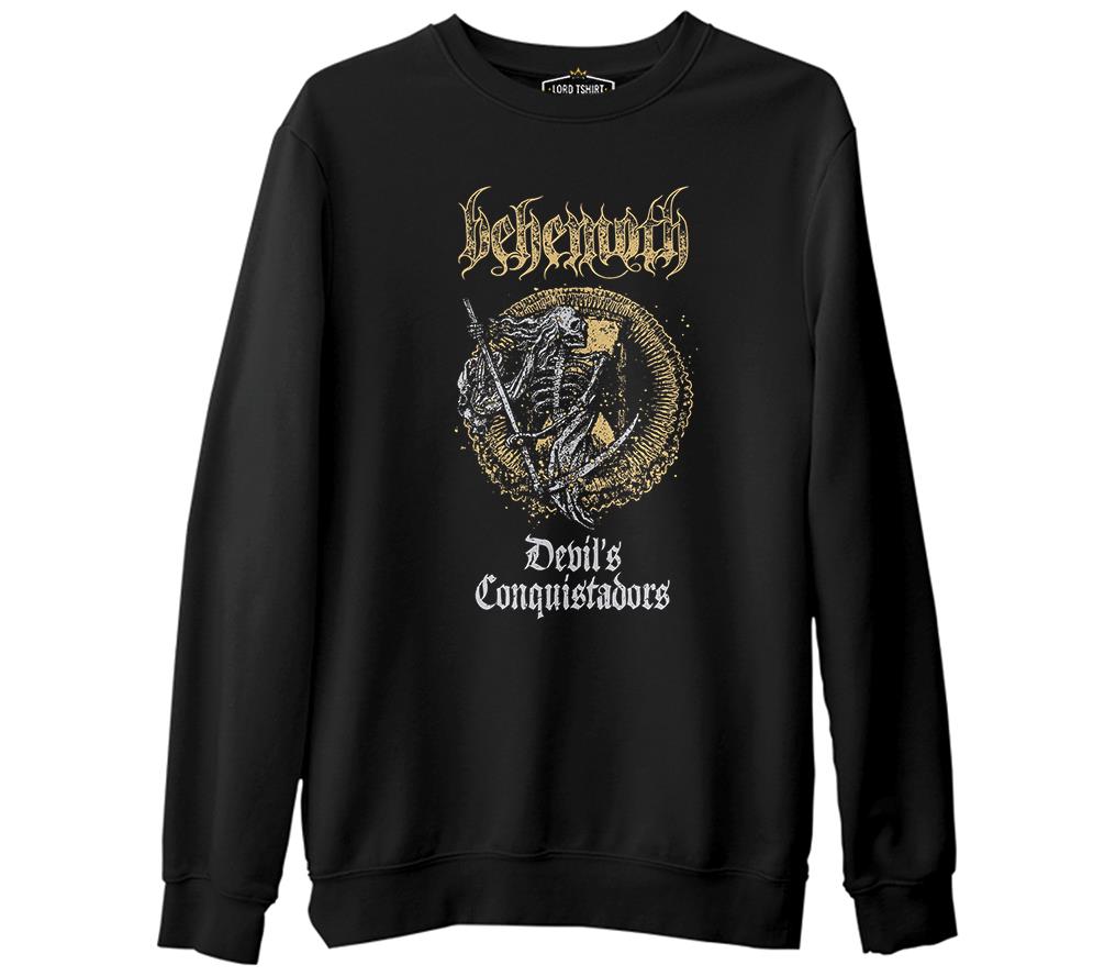 Behemoth - Devil's Conquistadors   Siyah Erkek Kalın Sweatshirt