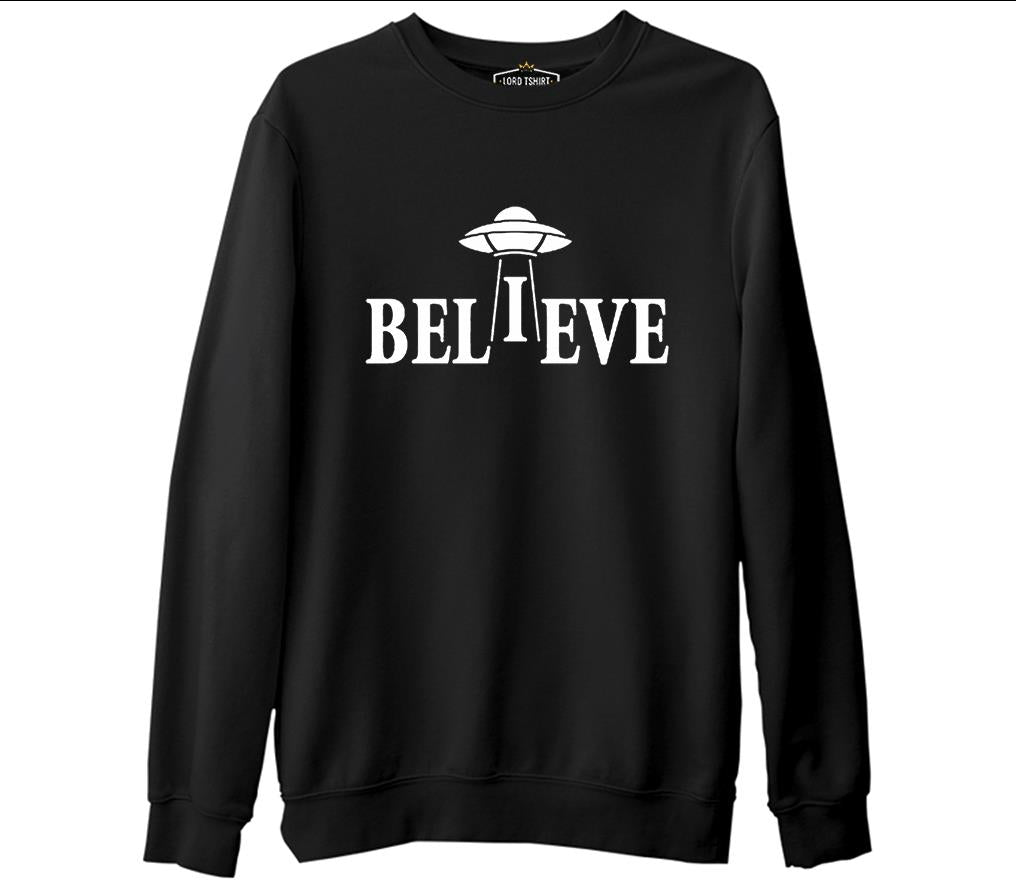 Believe  Siyah Erkek Kalın Sweatshirt