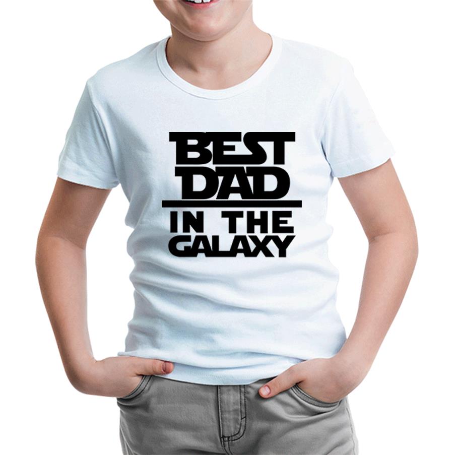 Best Dad in the Galaxy Beyaz Çocuk Tshirt