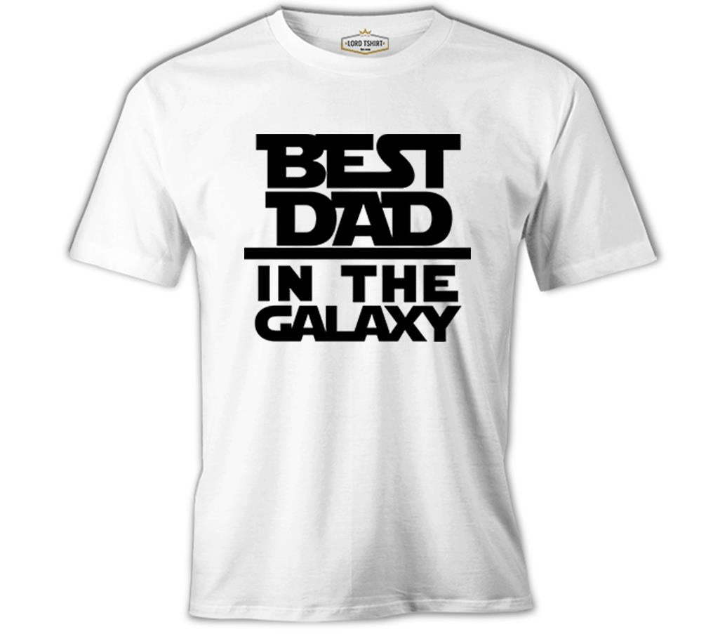 Best Dad in the Galaxy Beyaz Erkek Tshirt