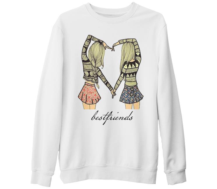 Best Friends - F1 Beyaz Kalın Sweatshirt