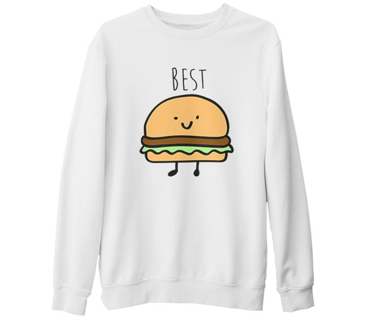 Best Friends - Hamburger White Thick Sweatshirt