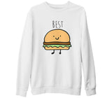 Best Friends - Hamburger Beyaz Kalın Sweatshirt