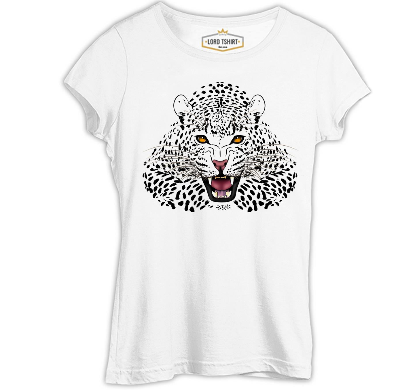 Beyaz Leopar Beyaz Kadın Tshirt